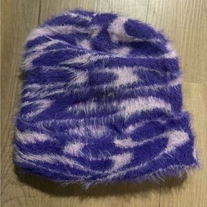 Purple and Pink Kids Fuzzy Beanie